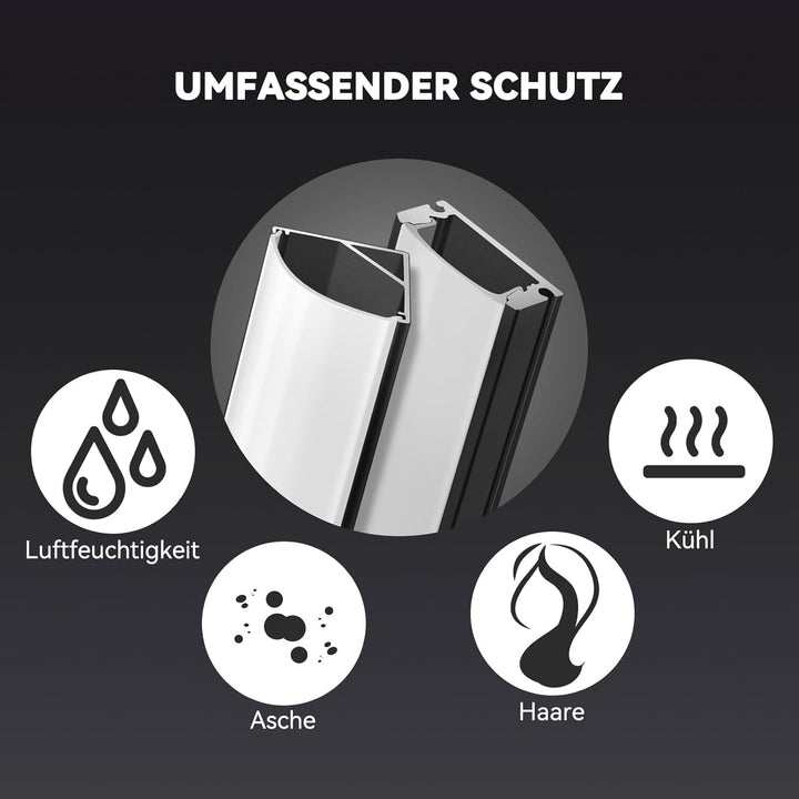 HOMMAND LED-Aluminiumprofil, 10 x 1 m, U-Form, Set mit Diffusor, Eckverbinder, Klebstoff, Endkappen