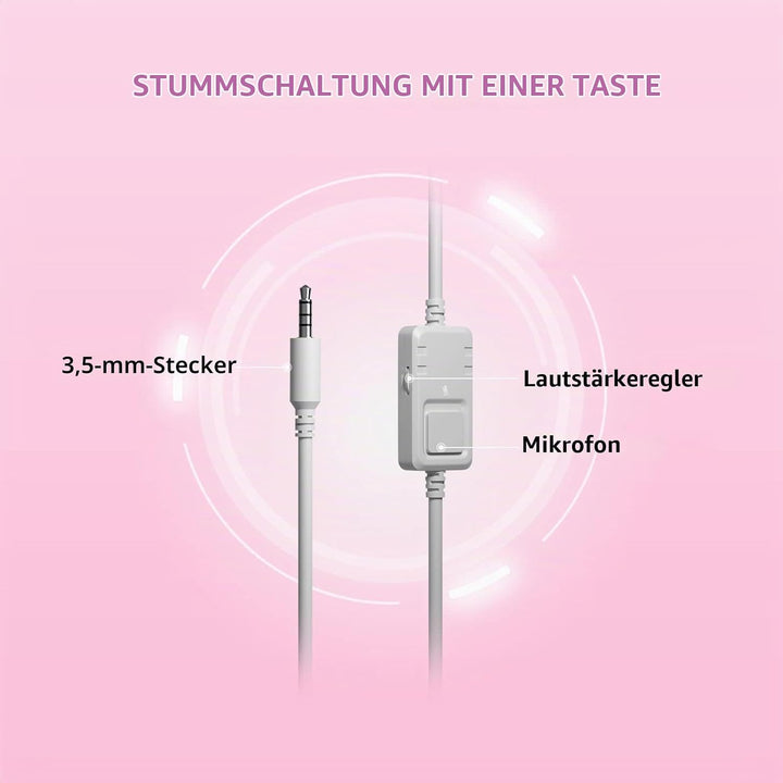 Somic G951S Rosa Gaming-Headset mit Mikrofon, Mädchen Frauen Rosa Katze Ohr-Kopfhörer mit 3,5-mm-Kab