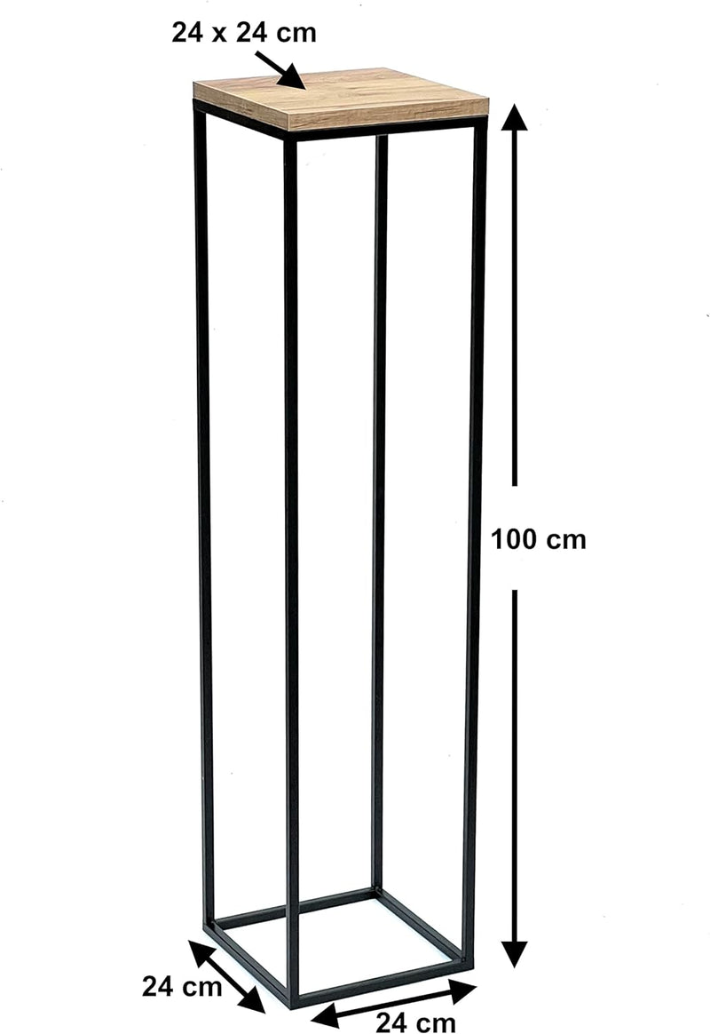 DanDiBo Blumenhocker Metall Holz Schwarz Eckig 100 cm Blumenständer Beistelltisch 96353 Blumensäule