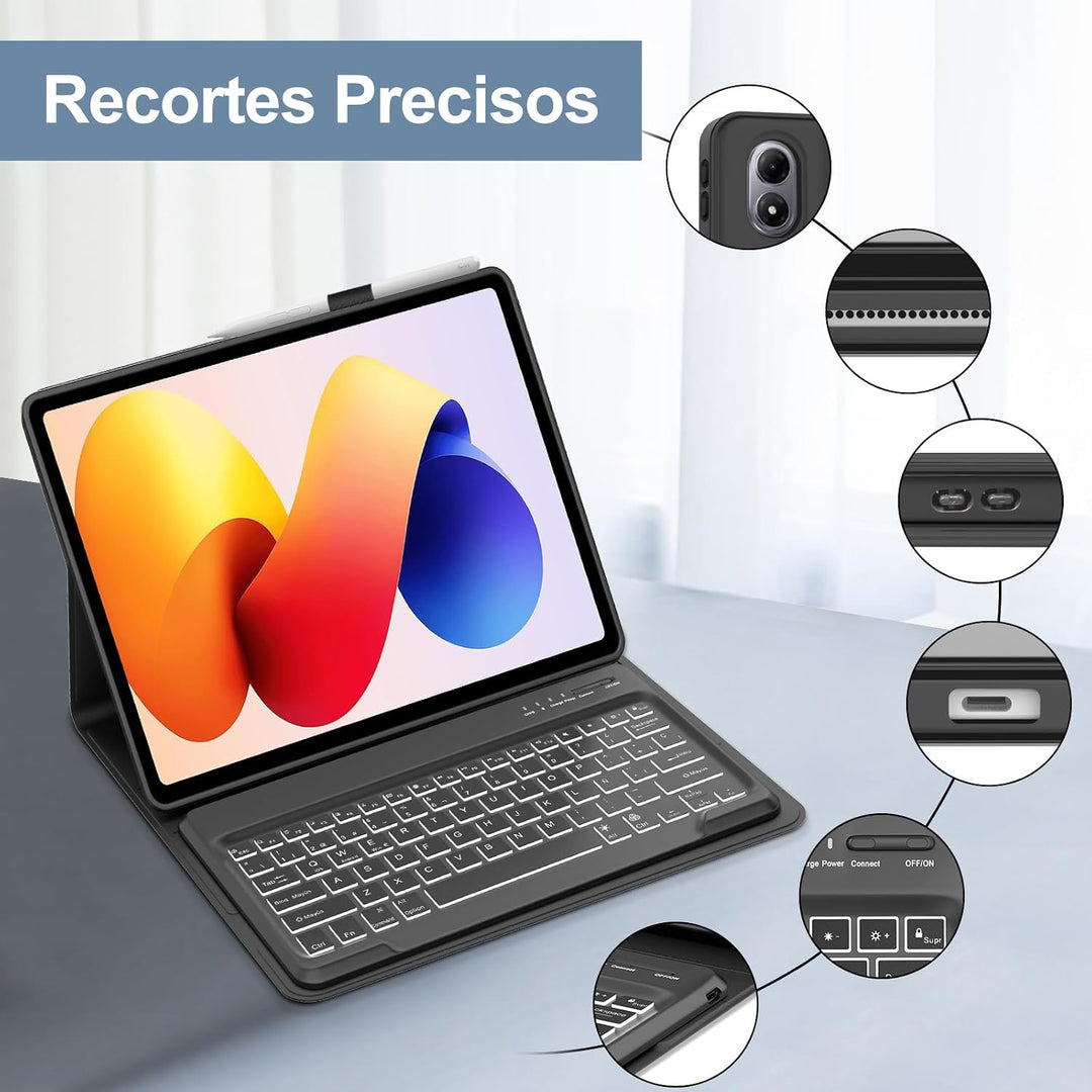 FOGARI Tastatur für Redmi Pad 2 Pro 30,5 cm (12,1 Zoll) 2025, mit spanischer Tastatur, mit Bluetooth