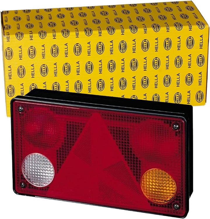 HELLA - Heckleuchte - Glühlampe - Anbau/geschraubt - Lichtscheibenfarbe: mehrfarbig - Stecker: Flach