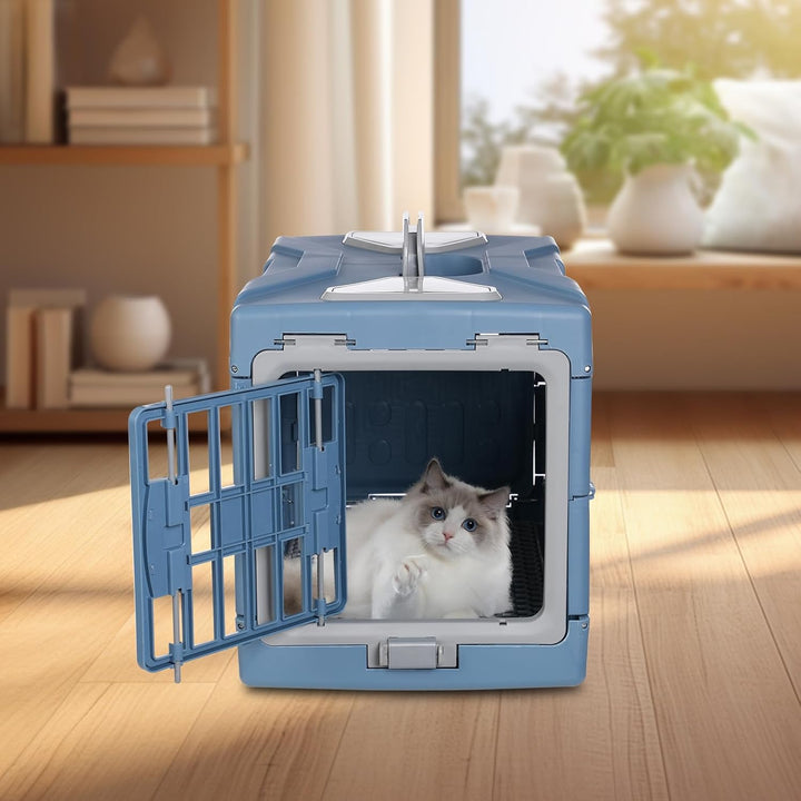 Transportbox Katze Gross, Faltbar Katzentragetasche Transporttasche mit Rutschfestes Mesh-Pad, Trans