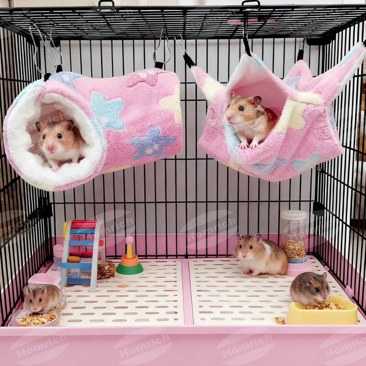 Homrich 2 Stück Ratten Hängematte Meerschweinchen Hängematte Set, Waschbar Weiches Frettchen-Hängezu