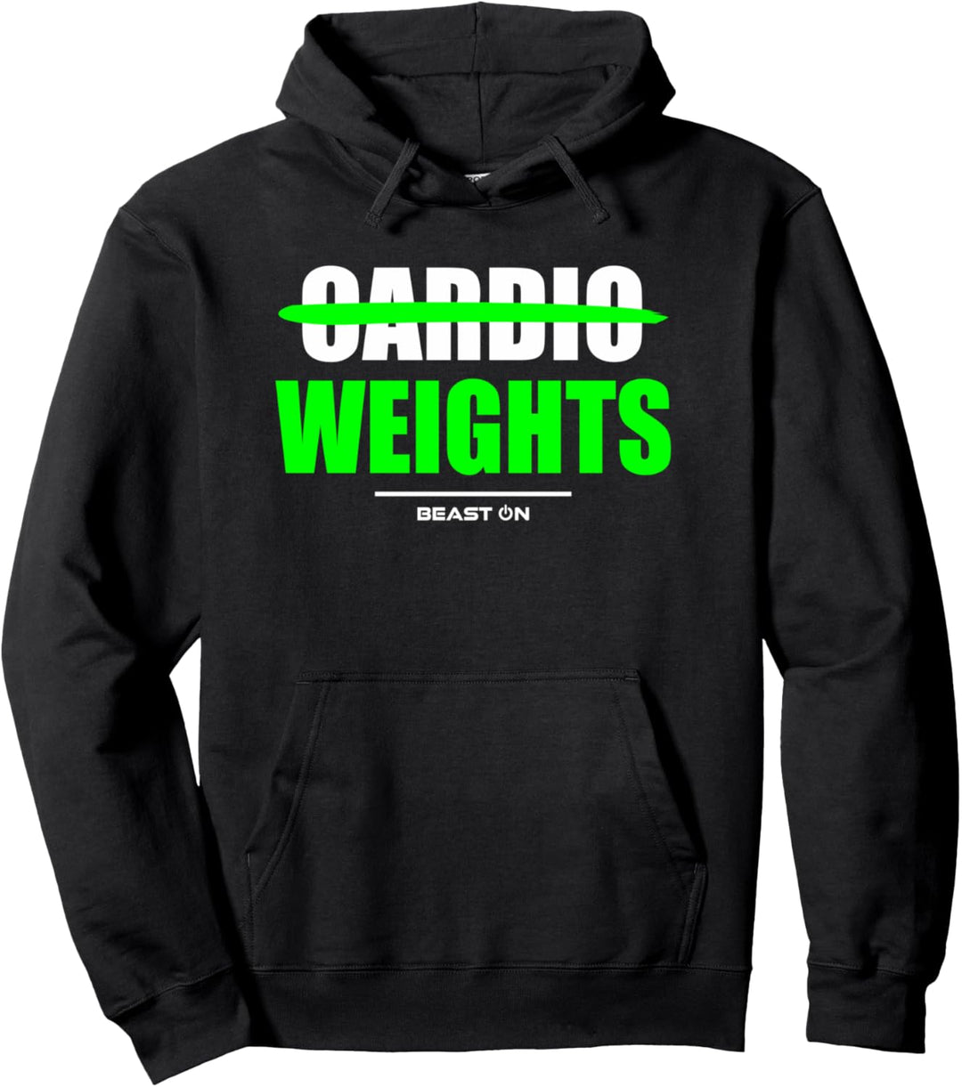 No Cardio Weights Gym Fitness Workout Bodybuilding Grün Pullover Hoodie