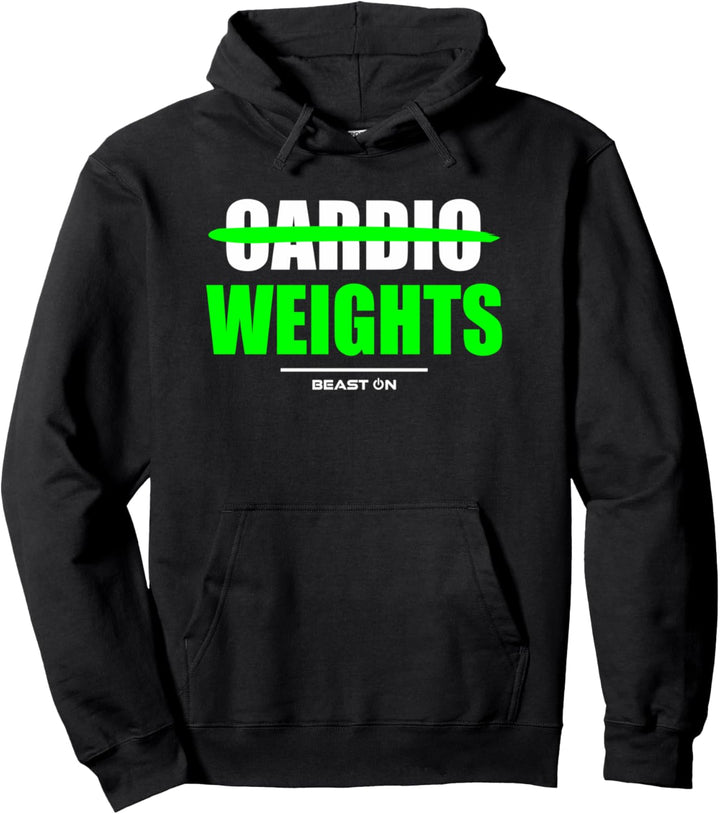 No Cardio Weights Gym Fitness Workout Bodybuilding Grün Pullover Hoodie