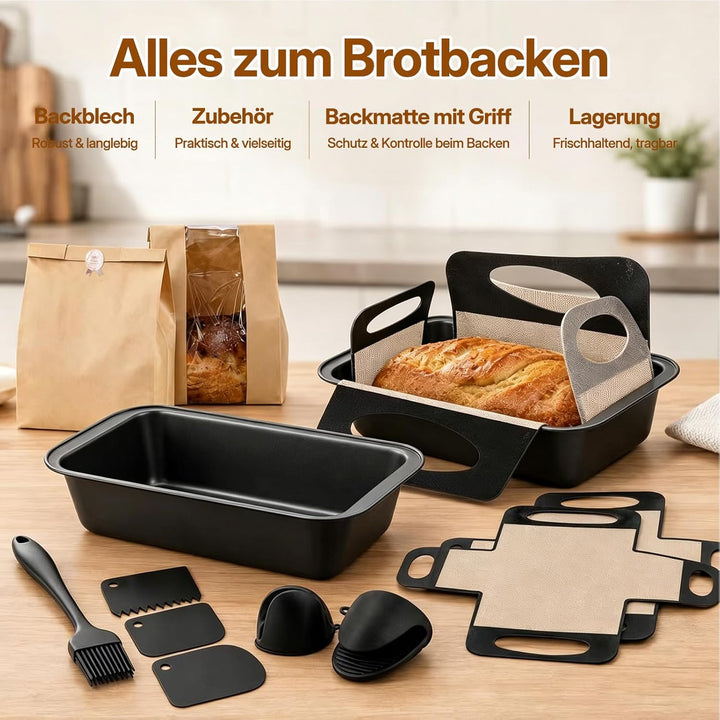 Brotbackform Kasten Set, 2 Stück Antihaft Karbonstahl Kastenform Kuchen 28X15X5.5cm mit 2 Dauerbackf