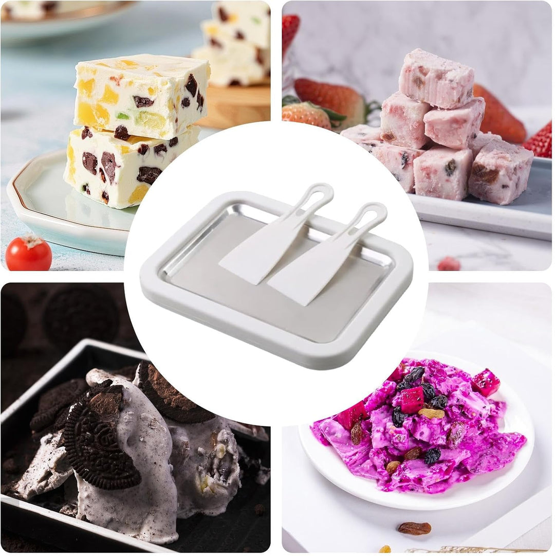 Eiscreme-Rollmaschine mit 2 Schabern, 26 x 21 cm, gefrierbar, für sofortige DIY-Eiscreme, Rollen, fü