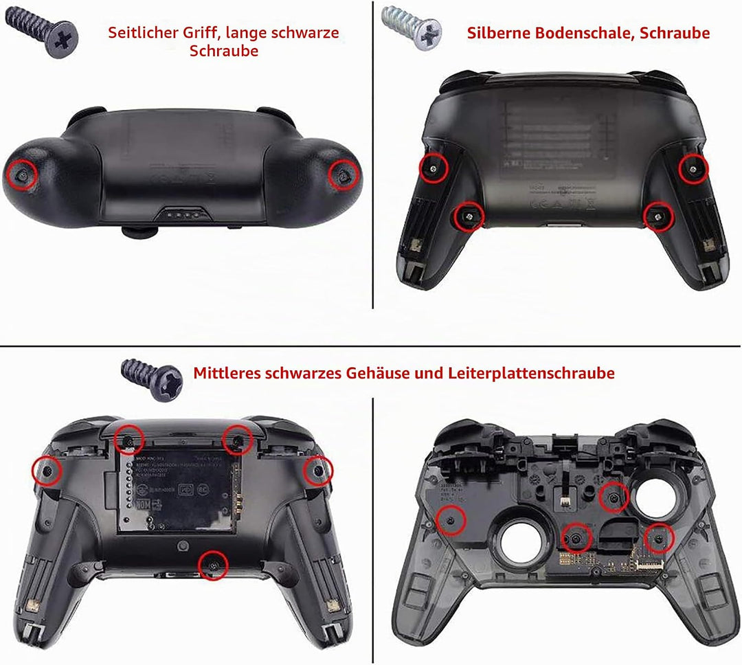 eXtremeRate Griff Hülle Set kompatibel mit Nintendo Switch Pro Controller, DIY-Ersatz Front Case/Bac