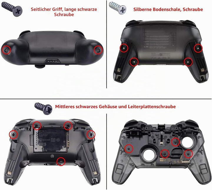 eXtremeRate Griff Hülle Set kompatibel mit Nintendo Switch Pro Controller, DIY-Ersatz Front Case/Bac
