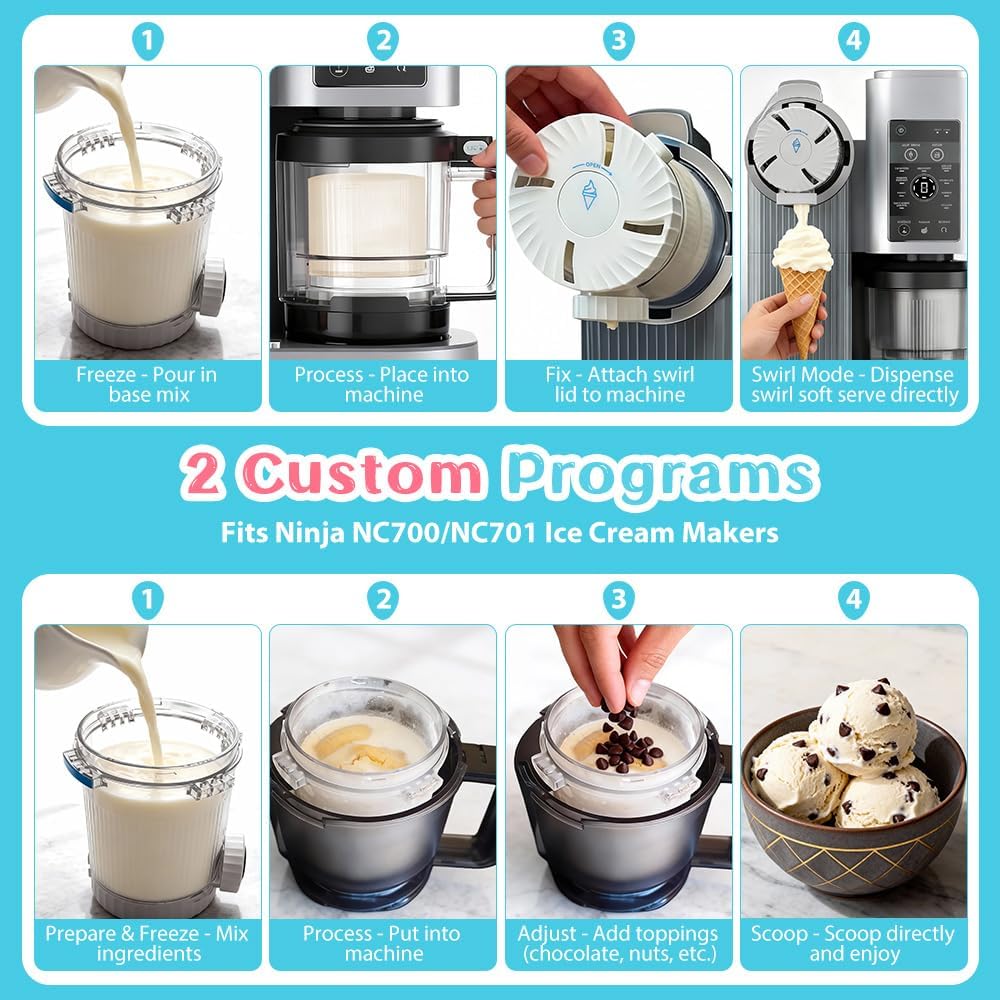 Behälter Kompatibel mit Ninja Swirl Creami, 4 Stück 16oz Behälter für Ninja Creami Swirl, Tubs Zubeh