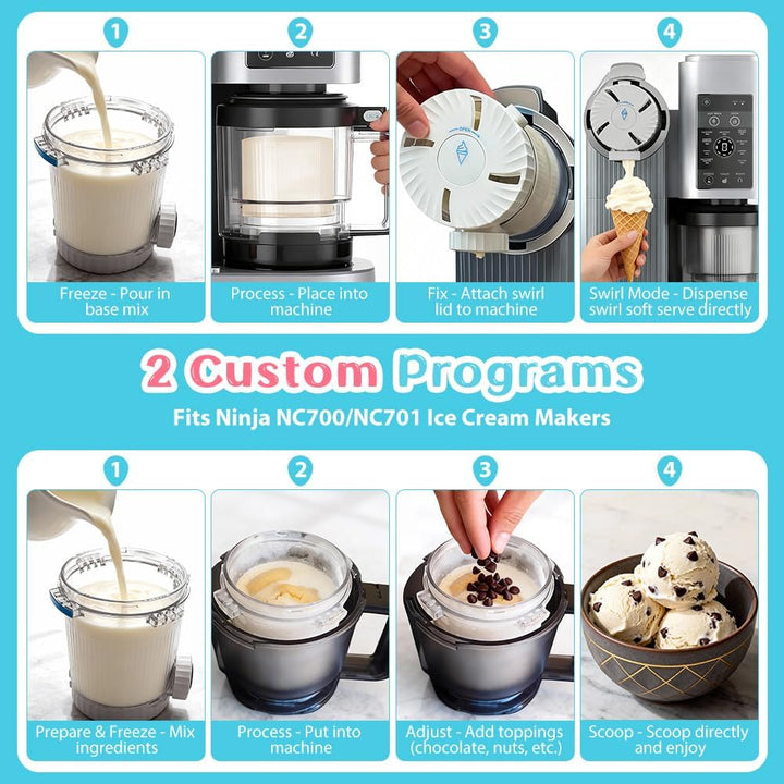 Behälter Kompatibel mit Ninja Swirl Creami, 4 Stück 16oz Behälter für Ninja Creami Swirl, Tubs Zubeh