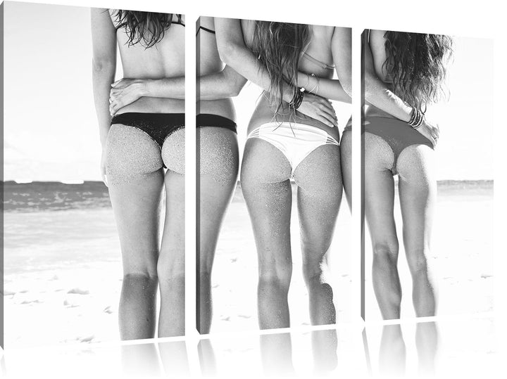 Pixxprint Mädchen in Bikinis als Leinwandbild/Grösse: 3 Teilig (120x80) / Wandbild/Kunstdruck/fertig