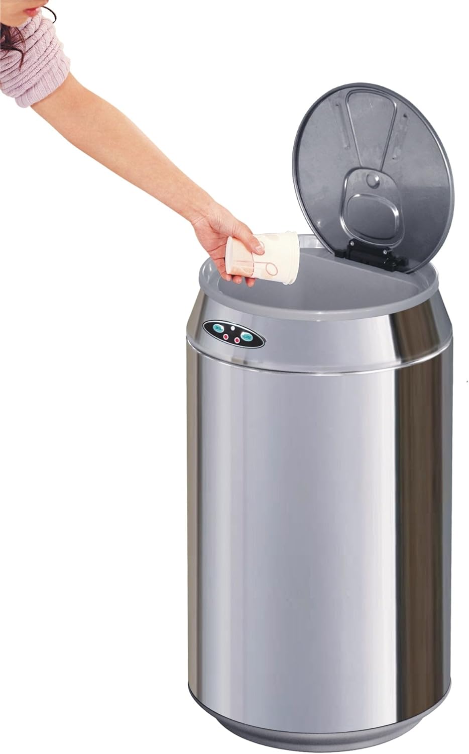 Automatischer 30L CAN-Küchenabfallkorb aus Edelstahl mit Eimer Chrome Inox, Chrome Inox