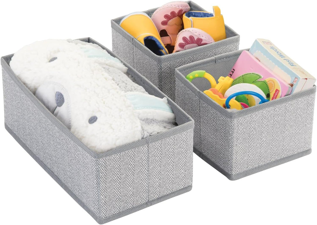 mDesign 2er-Set Baby Organizer mit je 3 Boxen – Aufbewahrungsbox in 2 Grössen für Windeln, Feuchttüc