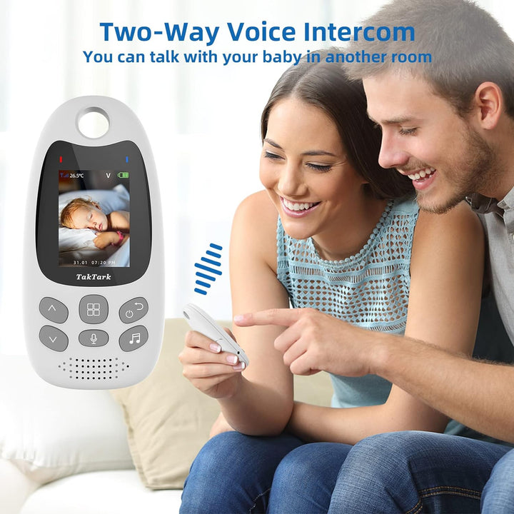 TakTark Babyphone mit Kamera, Babyfon mit Kamera 2'' Video Baby Monitor, Kamera und Audio Babyphone