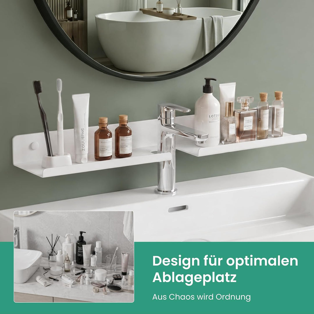 Mai & Mai Duschregal zum Bohren oder Kleben, Waschbeckenregal über Wasserhahn, Wandregal für Küche u