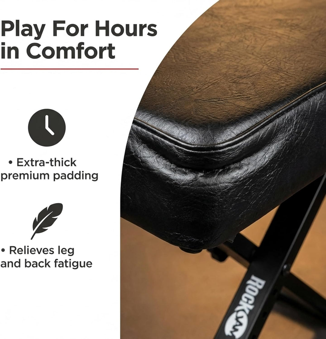 RockJam Premium Adjustable Padded Keyboard Bench or Digital Piano Stool, Regulär