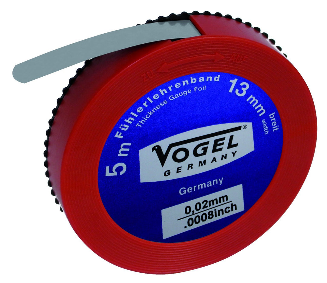 Vogel Germany Fühlerlehrenband (Länge 5 Meter, Messbereich 0,50 mm / .020 inch, gehärteter Federstah