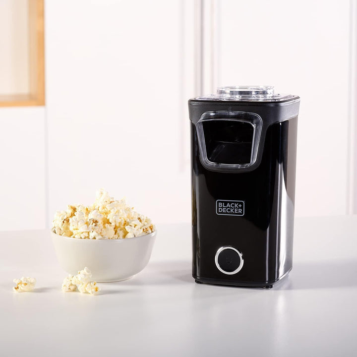 Popcorn-Maschine mit Heissluft und Öl - mit transparentem Deckel und Messbecher, 16 x 13,5 x 25,5 cm