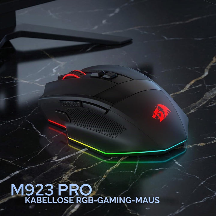 Redragon M923 PRO 3-Mode RGB Gaming Maus, Optische Ergonomische Gamer Maus mit Max 24.000 DPI, Pro P