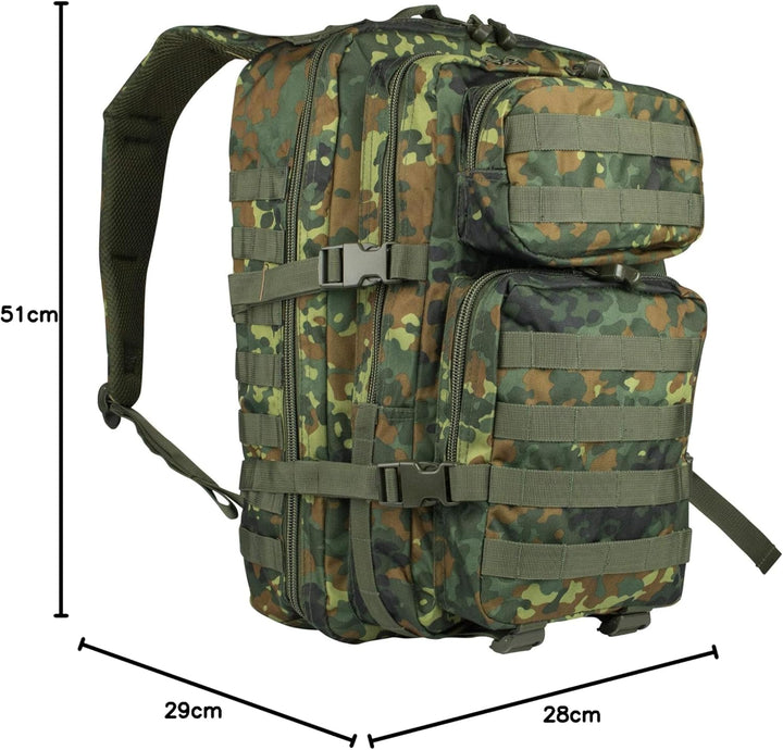 Mil-Tec US Assault Pack Tagesrucksack • Taktischer Militär Rucksack mit MOLLE-System • Kompakter Bun