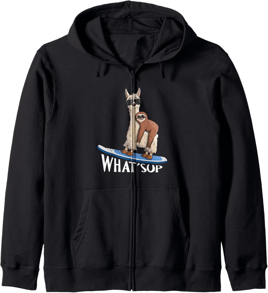 WHAT SUP Lama und Faultier Stehpaddeln Stand Up Paddling Kapuzenjacke