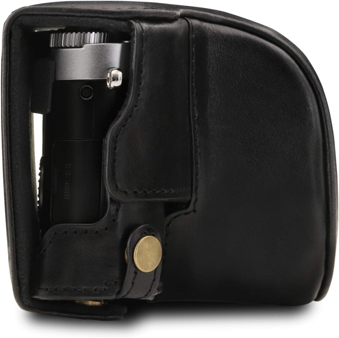 MegaGear MG1605 Leica D-Lux 7 Ever Ready Echtleder Kamera-Case mit Trageriemen - Schwarz, Schwarz