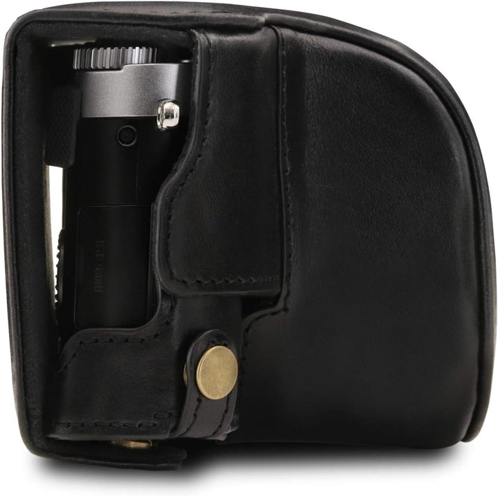 MegaGear MG1605 Leica D-Lux 7 Ever Ready Echtleder Kamera-Case mit Trageriemen - Schwarz, Schwarz