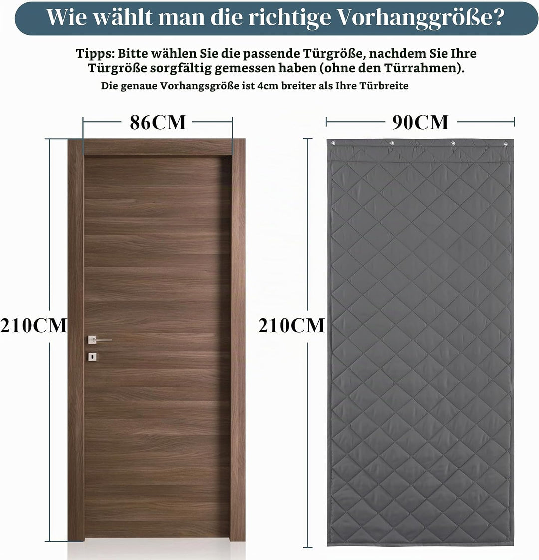 PONY DANCE Kälteschutzvorhang Haustür mit 220g/㎡ Baumwollfüllung 90x210 cm Thermovorhang Kälteschutz