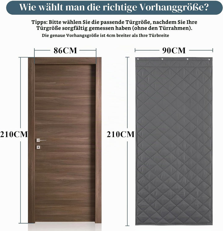 PONY DANCE Kälteschutzvorhang Haustür mit 220g/㎡ Baumwollfüllung 90x210 cm Thermovorhang Kälteschutz