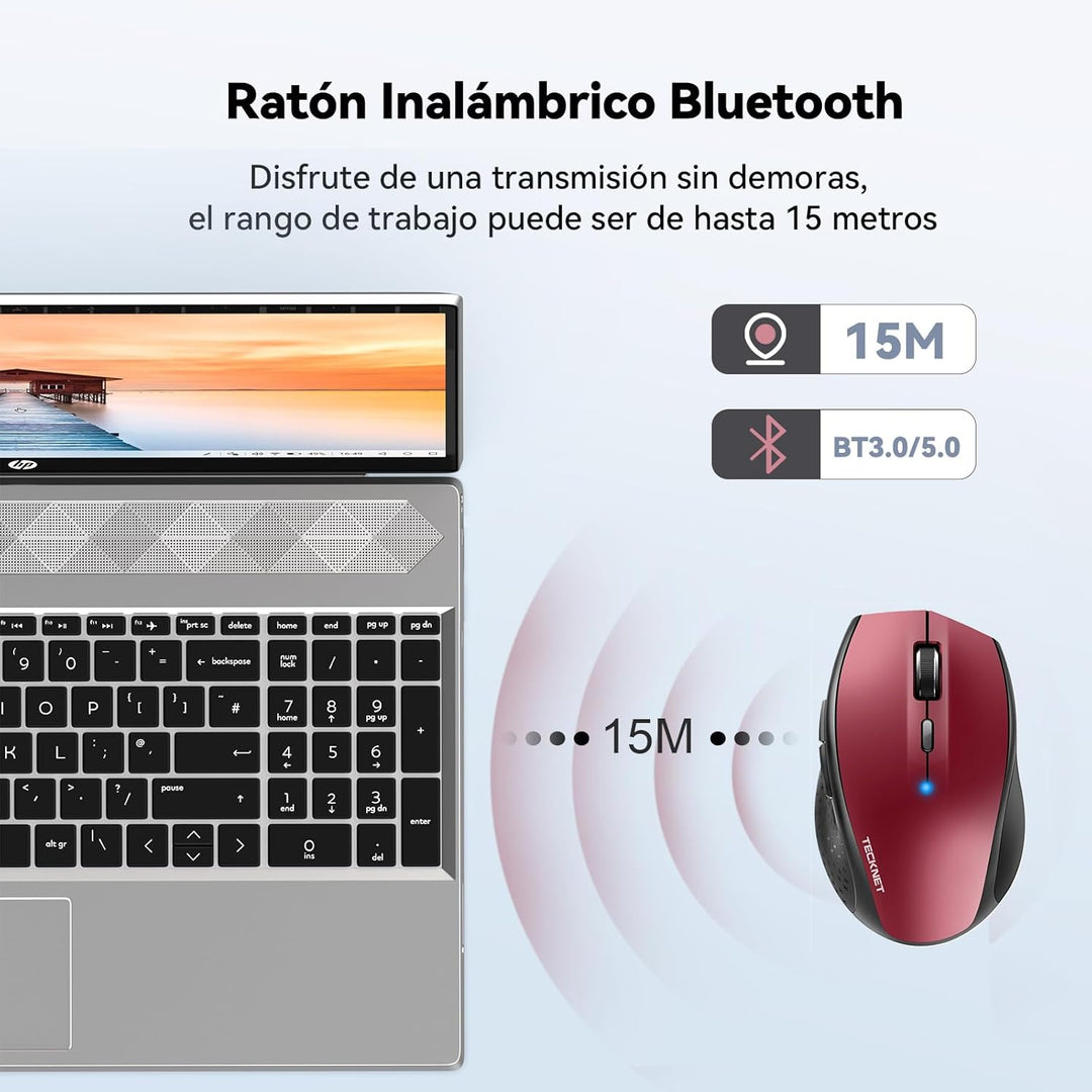 TECKNET Bluetooth-Maus, kabellose Maus 3200 DPI, Akkulaufzeit 24 Monate, Wireless Bluetooth 6 DPI-St