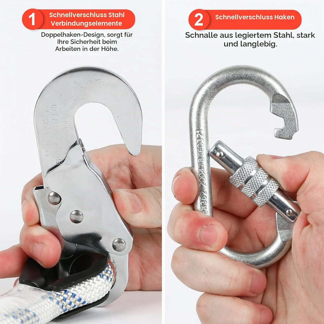 MENAYODA Verstellbare Positionierungsseil, Halteseil mit Seilkürzer PROT-3, Safety Absturzsicherung