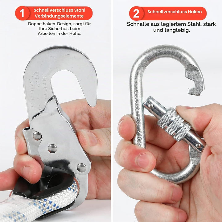 MENAYODA Verstellbare Positionierungsseil, Halteseil mit Seilkürzer PROT-3, Safety Absturzsicherung