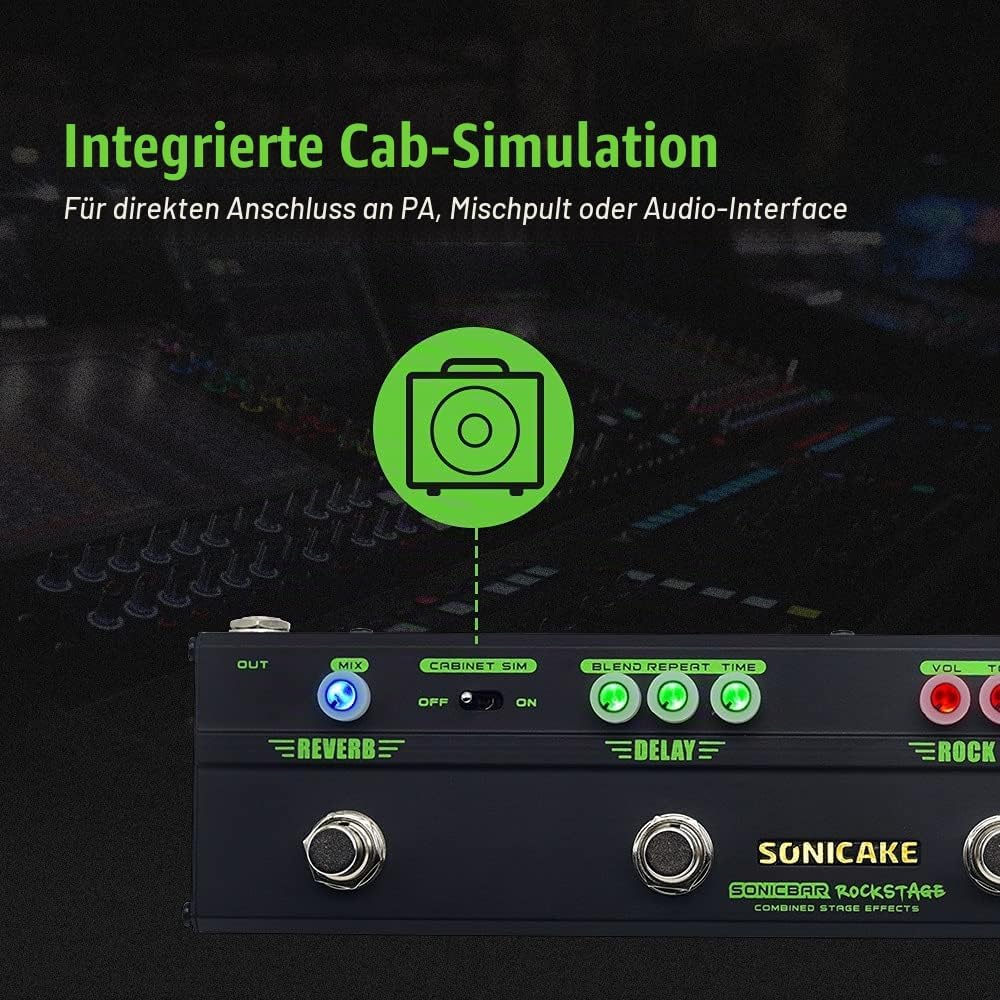 SONICAKE Gitarre Multi Effekte Pedal Classic Rock Tone Distortion Chorus Delay Reverb Cab Sim Gitarr