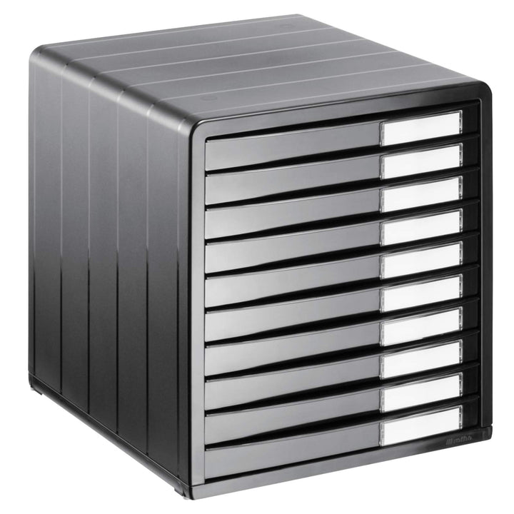 Rotho Timeless Schubladenbox / Bürobox mit 10 Schüben, Kunststoff (PS) BPA-frei, anthrazit, (34.5 x