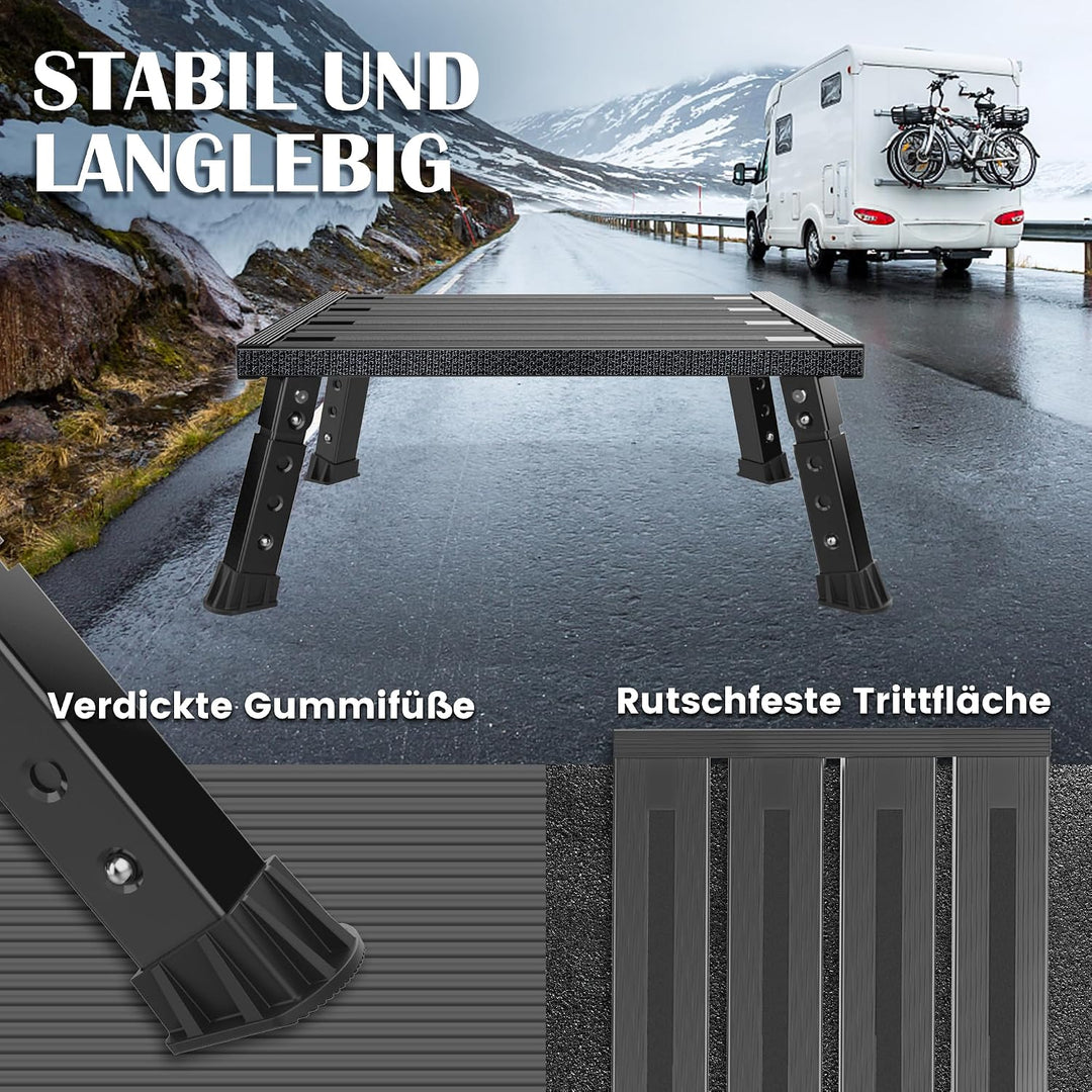 Aluminium Klapptritt Höhenverstellbar mit Anti-Rutsch – 350 kg Belastung, Kippsicher &Leicht – Für C