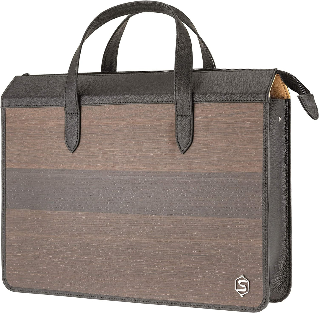 Laptop-Tasche James | Gefertigt aus Echtholz Typ Räuchereiche und Rindleder | Notebook-Tasche 15" Sc
