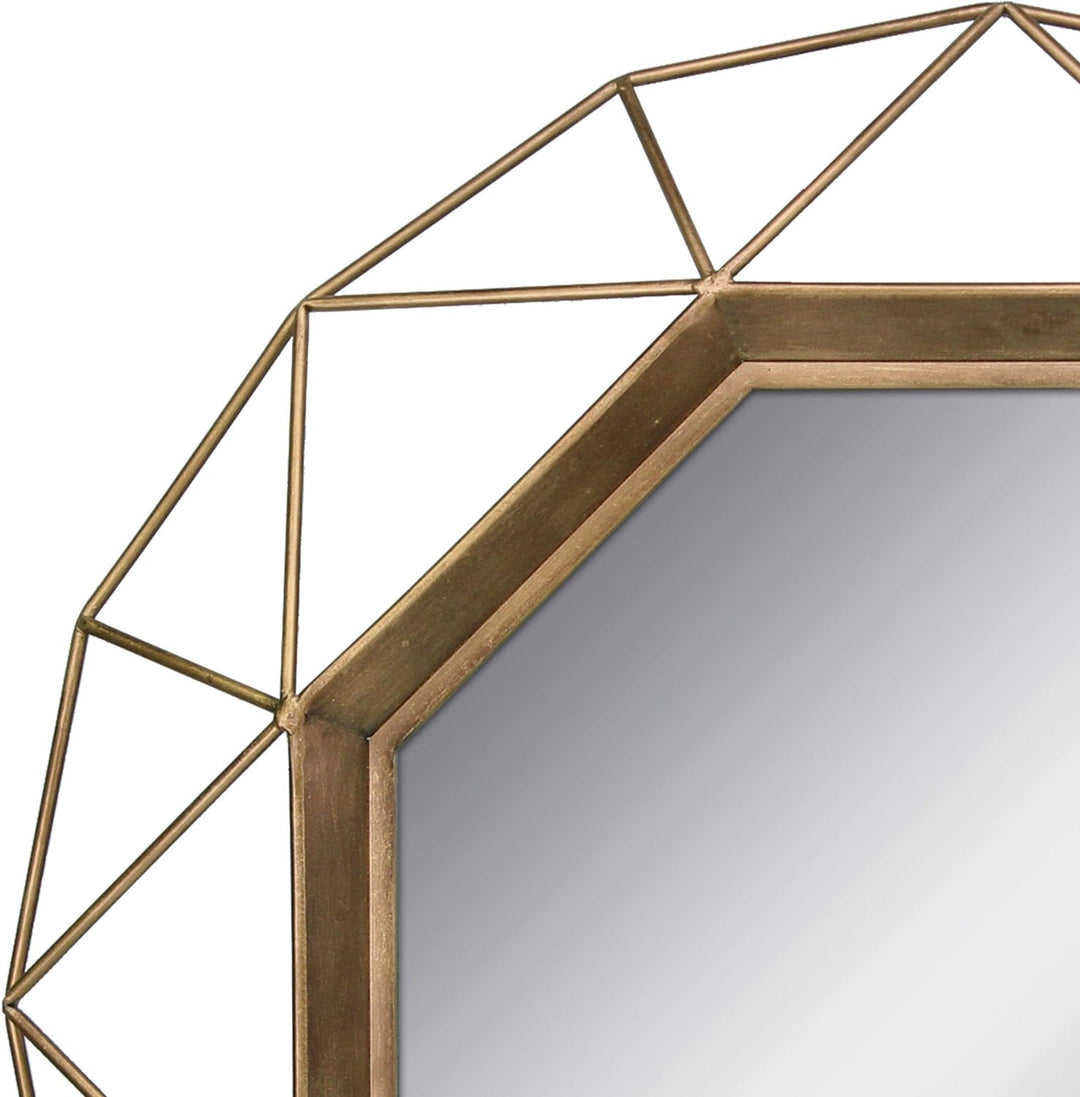 Stonebriar Decorative 28" Geometric Metal Frame Hanging Wall Mirror with Mounting Brackets, Antique