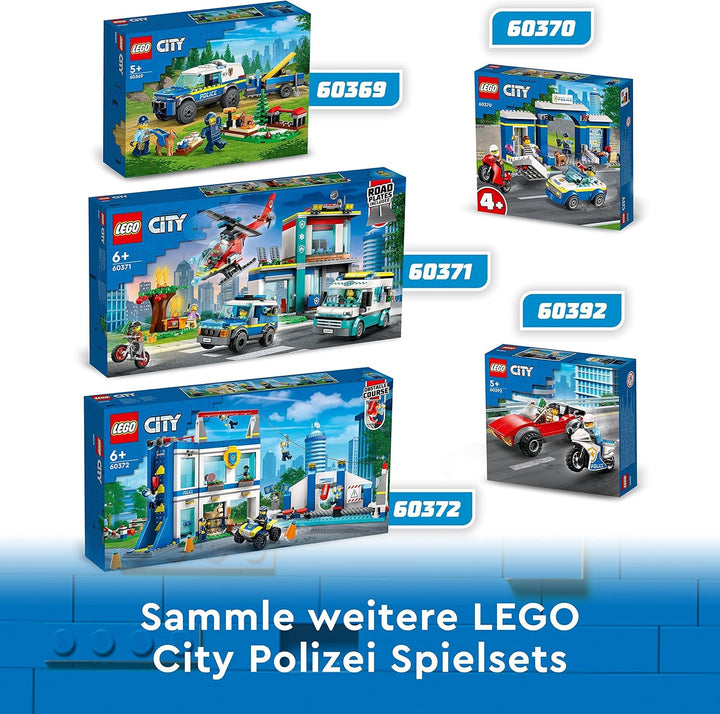 LEGO 60372 City Polizeischule Spielset mit Hindernisstrecke, Pferd-Figur, Spielzeug-Auto und 6 Minif
