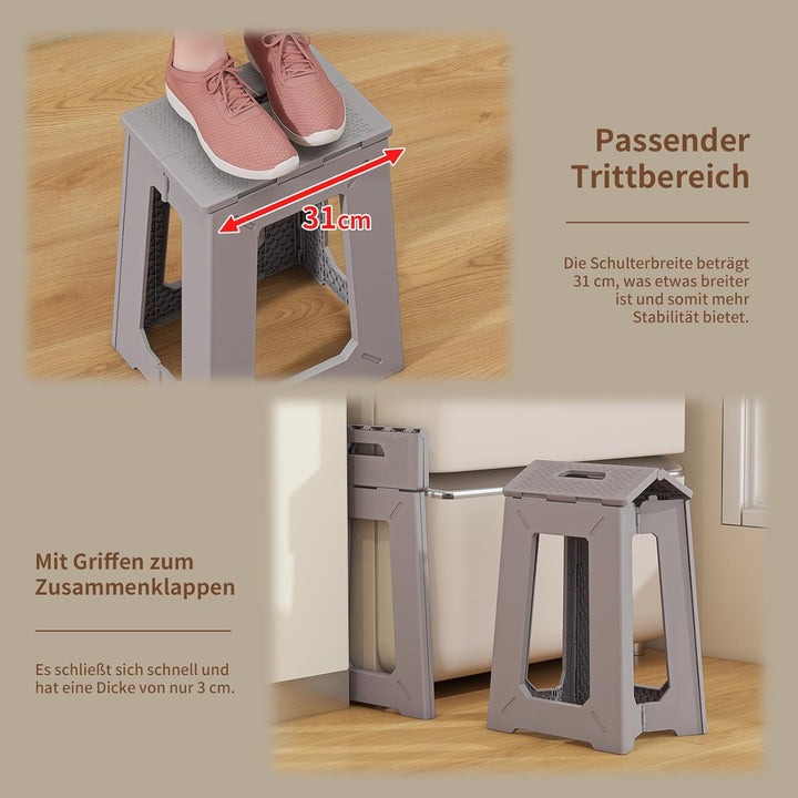 BLACKSPACE Tritthocker faltbar 45CM,Klapphocker,Klappbar Falthocker,Stabile Fusshocker,für industrie