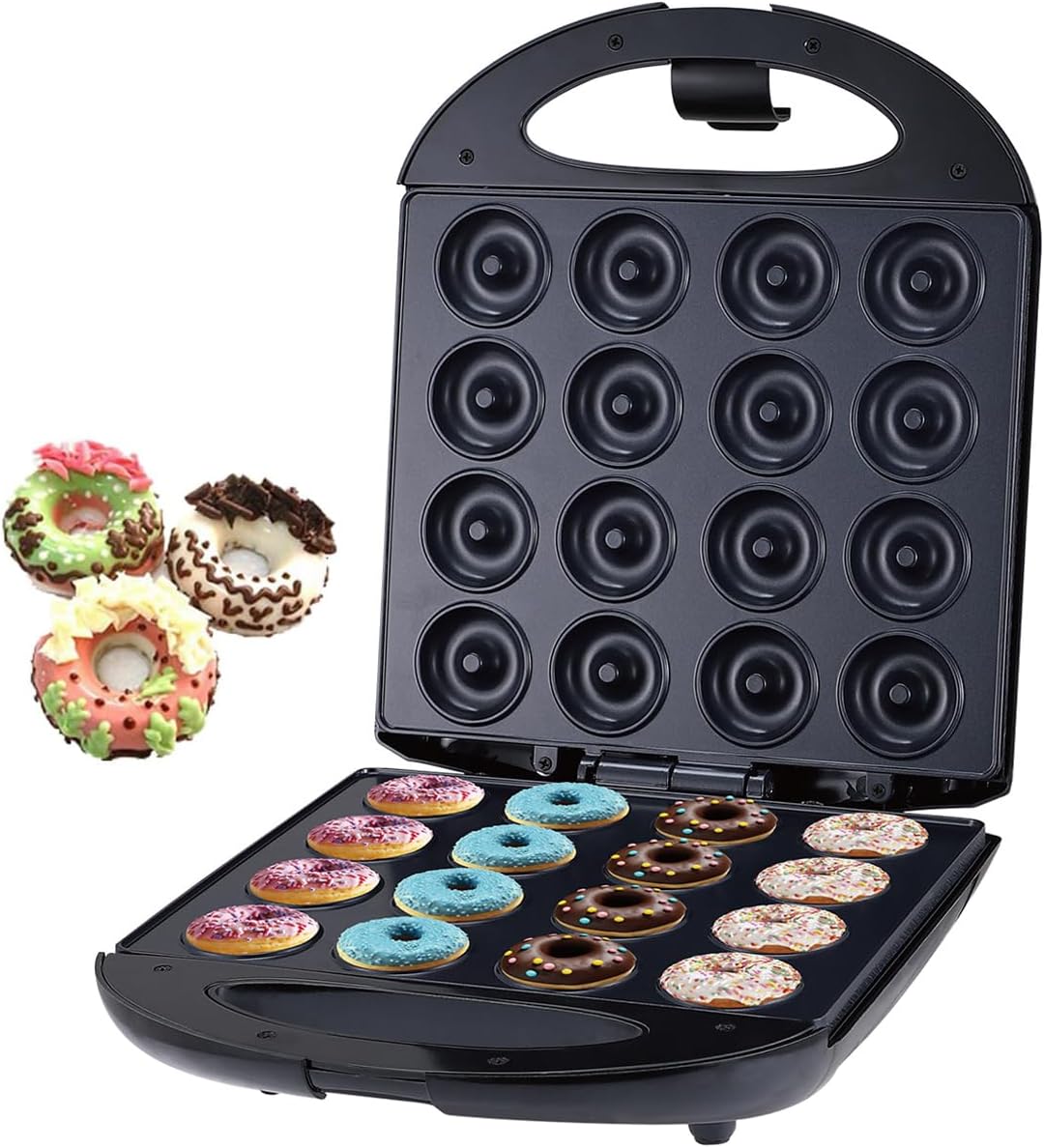 SOKANY SK-08002 1400W Donut Maker, Mini-Donut-Maker für 16 Mini-Donuts, Antihaftbeschichtung, Automa