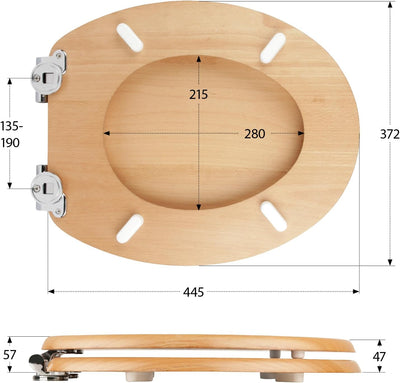 'aquaSu® Holz WC-Sitz mit Absenkautomatik Venezia | Toilettendeckel in Buche | Holzkern Toilettensit
