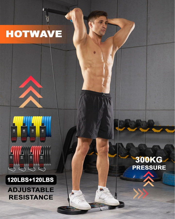 HOTWAVE Liegestützbrett Fitness, tragbare faltbare 20 in 1 Liegestützstange zu Hause Fitnessstudio,