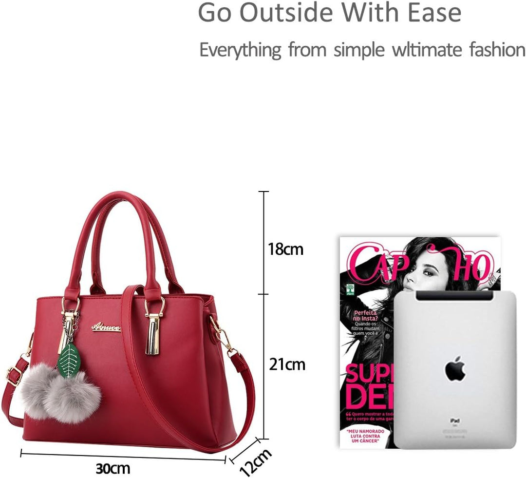 Nicole&Doris Neue PU-Leder beiläufige Art und Weise Handtasche Schultertasche Messenger Bag Rot, Rot