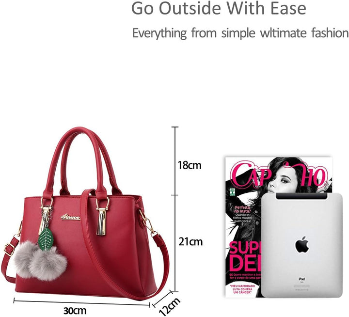 Nicole&Doris Neue PU-Leder beiläufige Art und Weise Handtasche Schultertasche Messenger Bag Rot, Rot