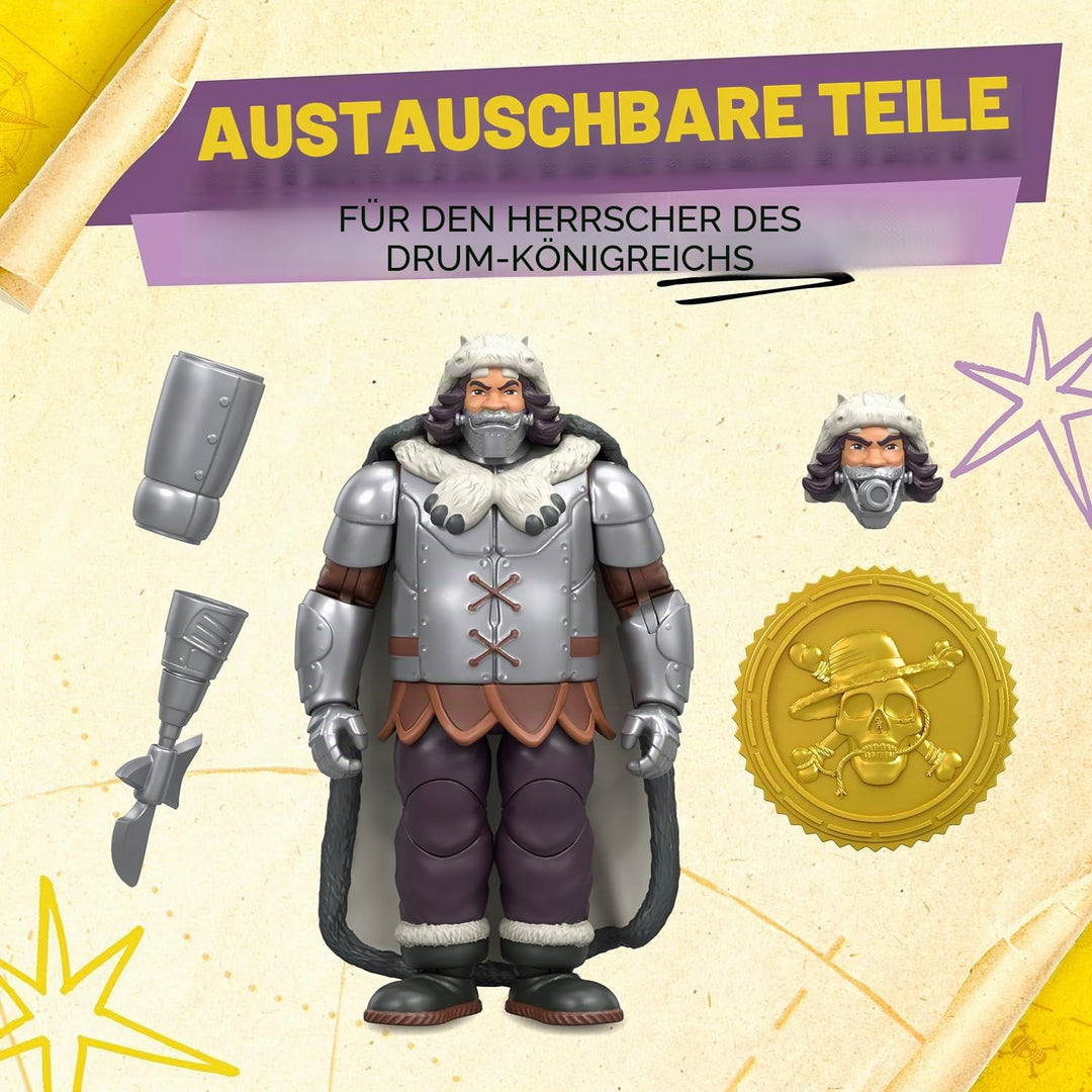 One Piece Actionfigur Wapol, 16,5 cm, mit 4 Zubehörteilen, enthält austauschbaren Kanonkopf, austaus
