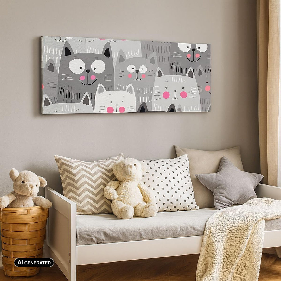 Panorama Bilder auf Leinwand Kittys Tiere Illustration Leinwandbild 90x30cm Wandbilder Dekoration Wo