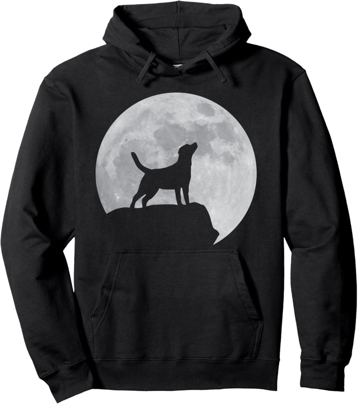 Mond und Hund Silhouette – Puggle Pullover Hoodie