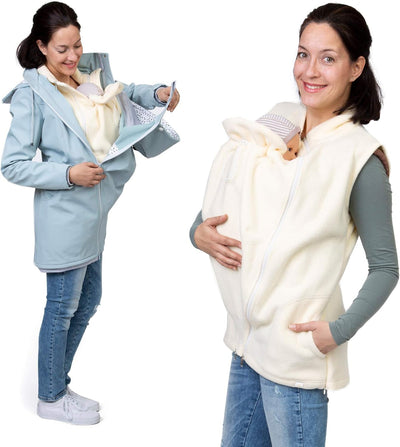 Viva la Mama - Trageweste aus Fleece, Winter Zusatzweste für Tragejacken - RERIK L elfenbein - vorn