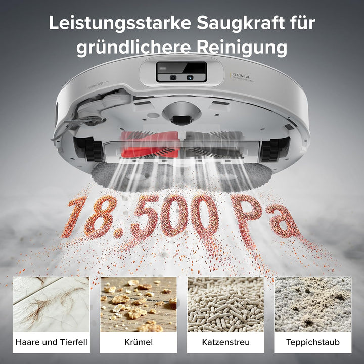 roborock Qrevo EdgeT Saugroboter mit Wischfunktion, Dual Anti-Tangle-System, 18.500Pa, 7,98cm Ultra-